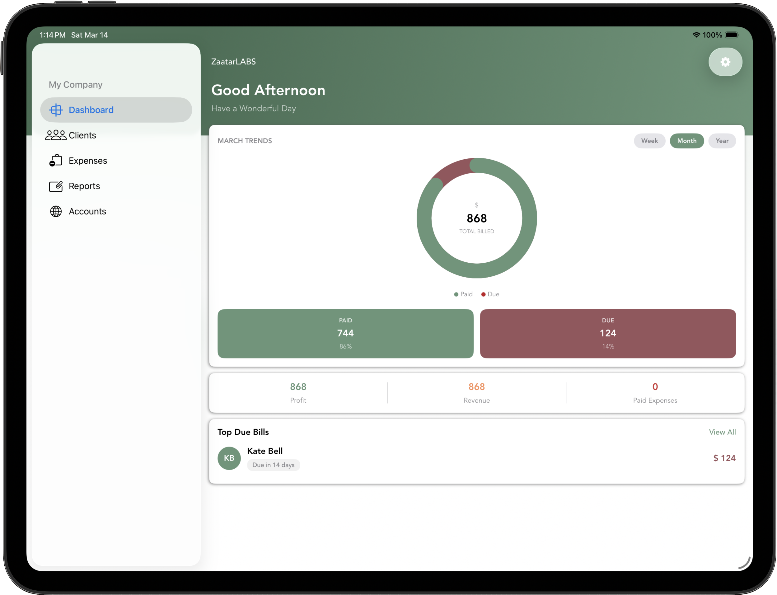 Smart Billing on iPad