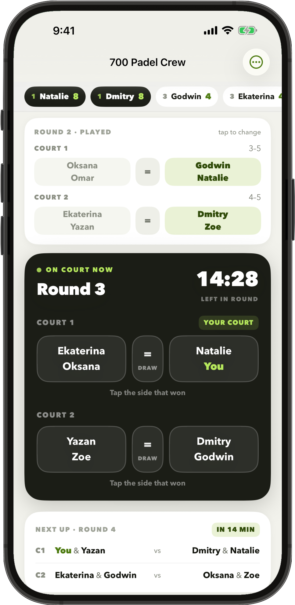 The Smart Padel on iPhone
